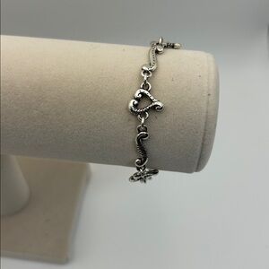 Brighton Tuscan Heart Bracelet Silver Plated 8" Adjustable Nice